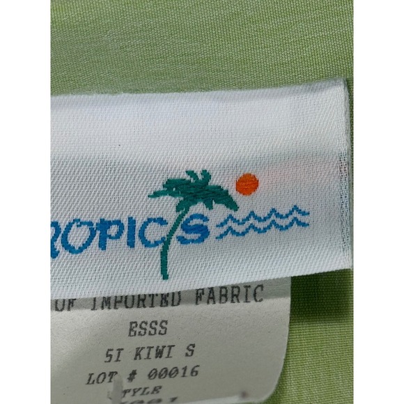 Tropics Kiwi Green Skirt Set Tank Top and Button Front Shirt Dress Large - Picture 7 of 16